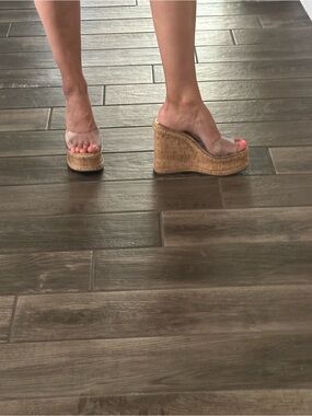 SCHUTZ Clear Strap Cork Wedge Summer shoe!!